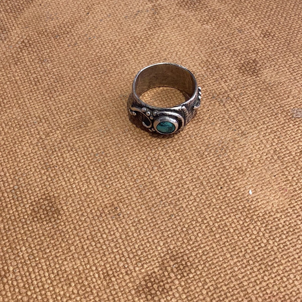 Anillos Vicente obsidiana,turq.
