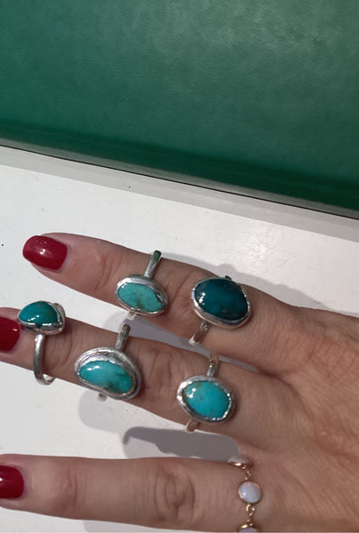 Anillos Vicente obsidiana,turq.