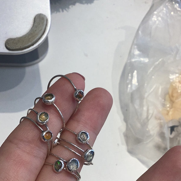 Anillos Vicente obsidiana,turq.