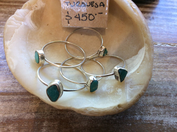 Anillos Vicente obsidiana,turq.