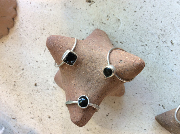 Anillos Vicente obsidiana,turq.