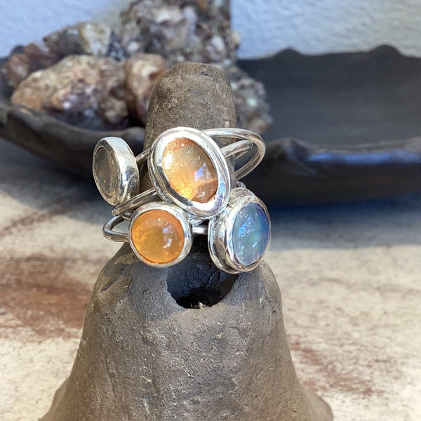 Anillos Vicente obsidiana,turq.